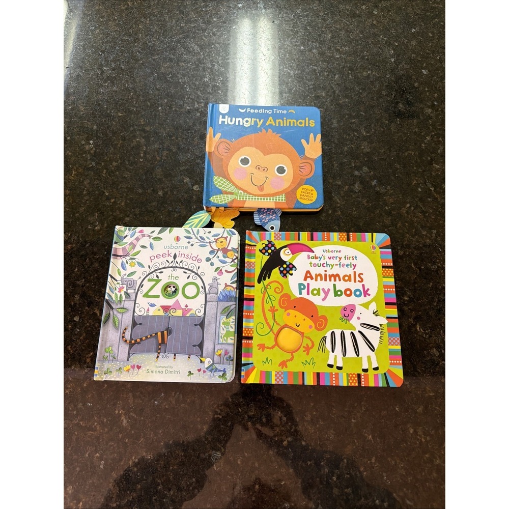 Usborne Books Lot Of 3 Interactive Board Books Touchy-feely Peek Inside Feeding